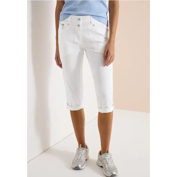 3/4 Mid Waist Slim Legs broek met omslag
