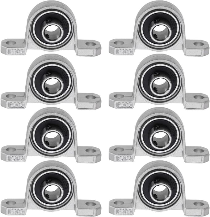 Dailygoods- Kussenbloklagers 8 Stuks - Verticale Kussenbloklagers - Zinklegering Flenslagers - 10mm Binnendiameter - Zelfuitlijnende Lagers - Voor 3D Printers