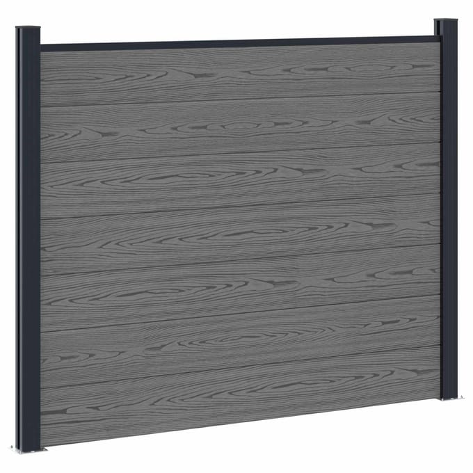 vidaXL - Hekpaneel - WPC - en - Aluminium - Grijs
