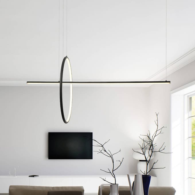 Zambelis LED hanglamp 20128, matzwart, lengte 122 cm, metaal, dimbaar