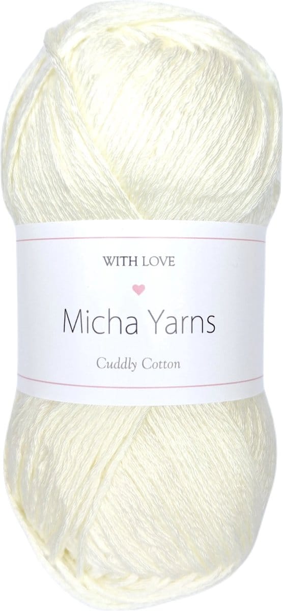 Micha Yarns - 80% katoen 20% acryl breiwol - 5 bollen - 5 x 100gram - 200 meter per bol - Creme (002)