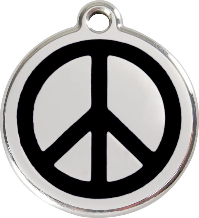 Red Dingo Hondenpenning 20 mm peace zwart