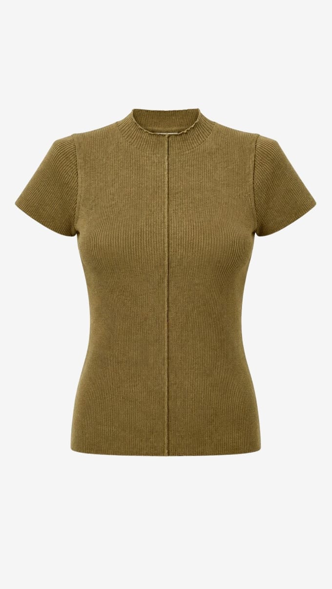 Rina rib knit top | Light Brown - Light Brown / M