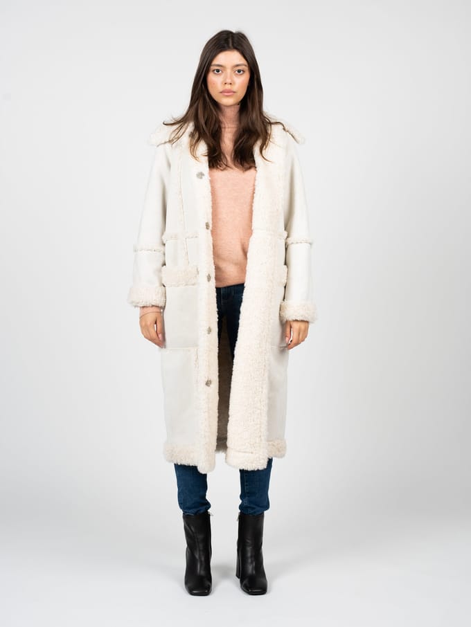 Guess jas Futrzany Vrouw Wit
