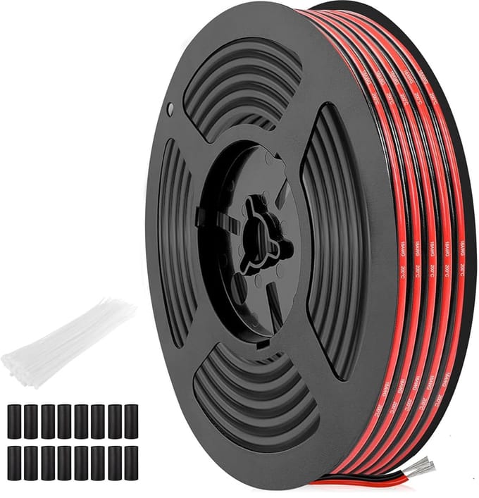 Flexibele 2-aderige Rode en Zwarte Silicone Kabel 0,82 mm² (18 AWG) voor LED-strips en 12V/24V Projecten - 15 Meter