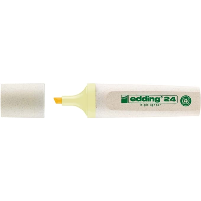 Edding 24 EcoLine, 1 stuk(s), Geel, Beitelvormige punt, Geel, Pastel Yellow, Koker