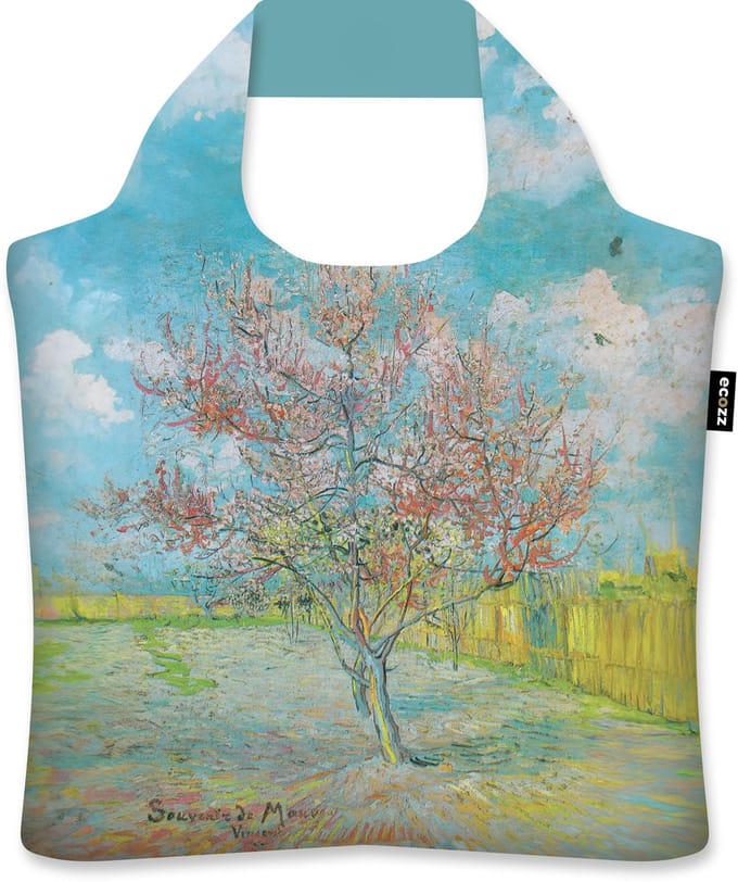Ecozz tas Flowering peach trees - Vincent van Gogh - met rits - 46x41cm