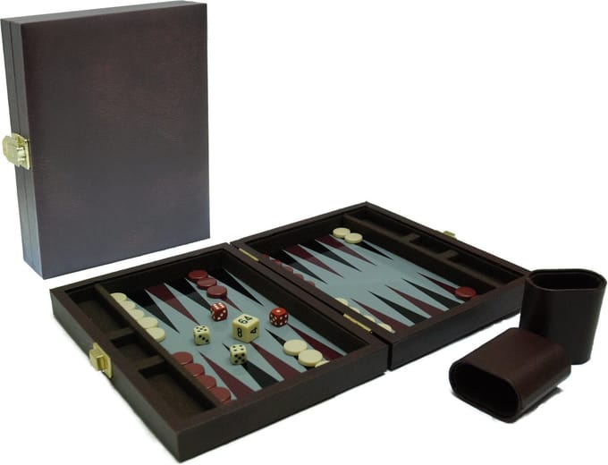 Hot games Backgammon koffer magnetisch bruin 23x17