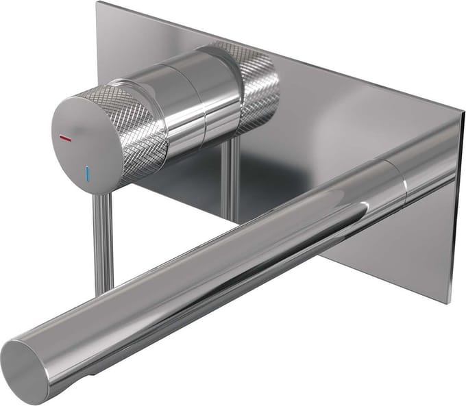 Brauer Chrome Carving inbouw wastafelmengkraan met rechte uitloop en afdekplaat model A2 chroom