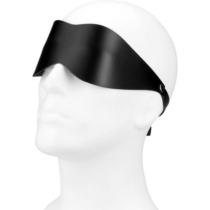 Rimba - Brede Leren blinddoek Met gesp achter - Zwart