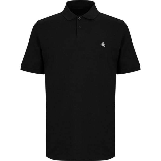 Original Penguin Heren Geborduurd Logo Poloshirt (Zwart)