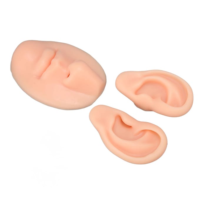 Modèle d'oreille en Silicone, simulation 3D de nez et de bouche, accessoire d'affichage, outil pédagogique pour le perçage beige clair