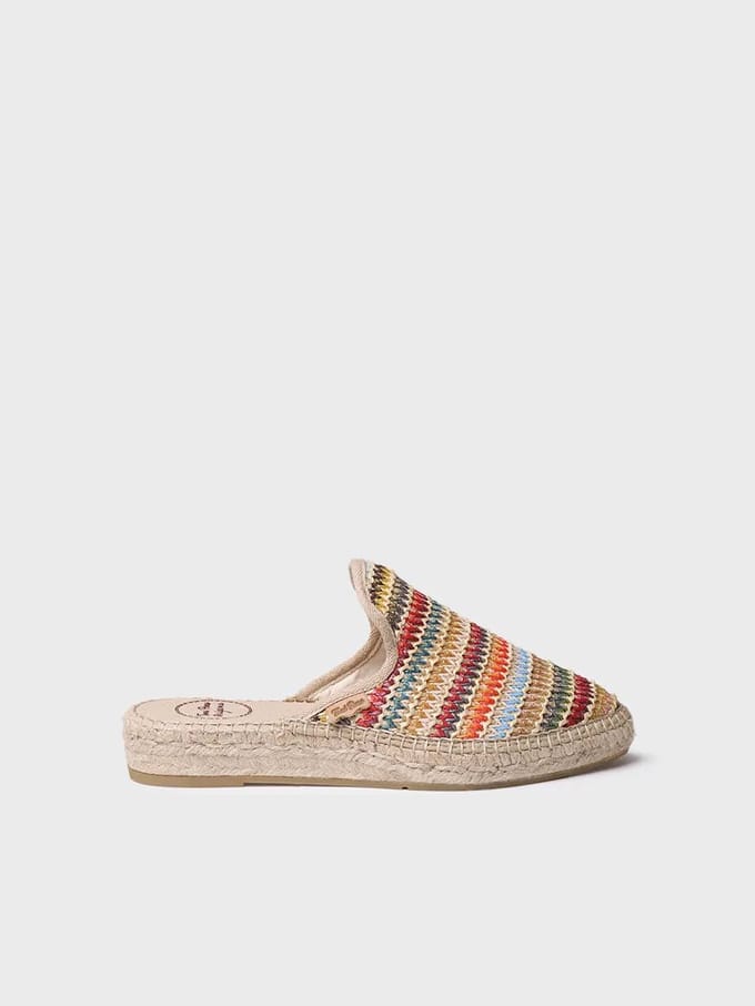 Veelkleurige raffia babouche voor dames in espadrillestijl | JUNI-MA
