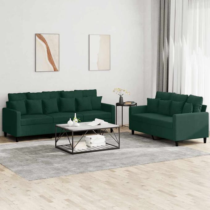 vidaXL - 2-delige - Loungeset - met - kussens - fluweel - donkergroen