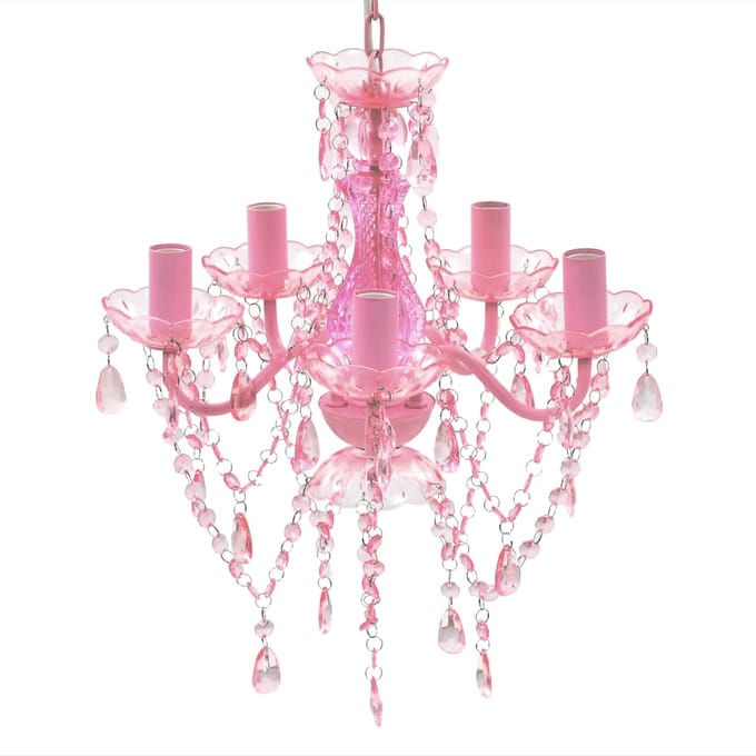 vidaXL - Kristallen - licht - met - 5 - gloeilampen - rosa