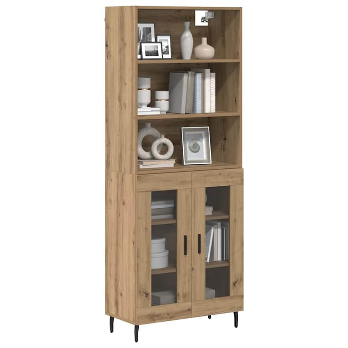vidaXL - Highboard - 2 - st - Artisan - Eiken - 69,5 - x - 32,5 - x - 180 - cm - Bewerkt - hout