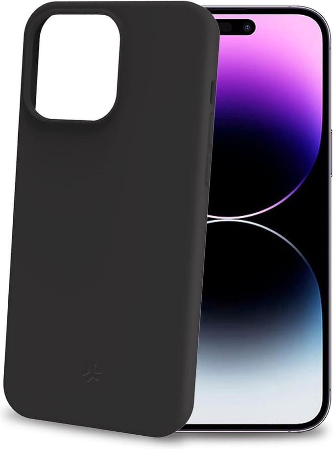 Celly Cromo Siliconen hoesje - Geschikt voor Apple iPhone 15 Pro Max - TPU Back Cover - Microfiber - Zwart