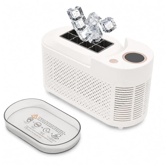 Compacte Ijsmaker - Mini Ijsmachine - Dranken Koelen - Halfgeleider Dual-Core - 21.6 cm breed - Wit Paars