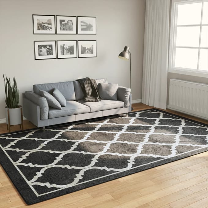 vidaXL - Vloerkleed - wasbaar - 190x300 - cm - zwart - en - wit
