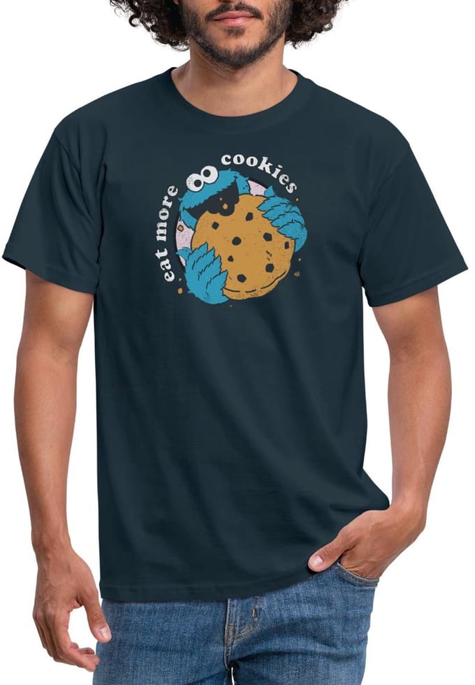 Sesamstraat Koekiemonster Eet Meer Koekjes T-Shirt Heren