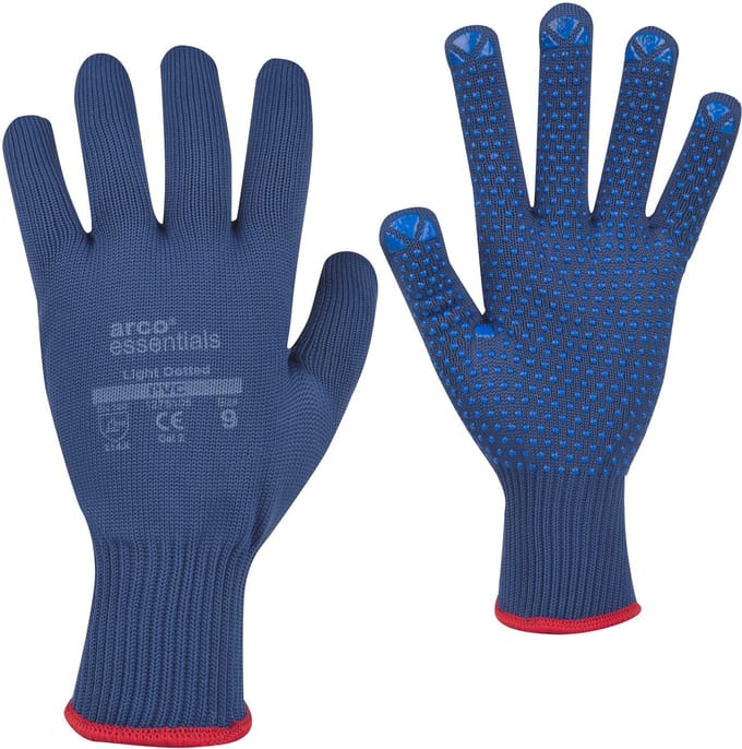 Arco Essentials - Grip Light Werkhandschoenen met PVC-Noppen Blauw - Maat S
