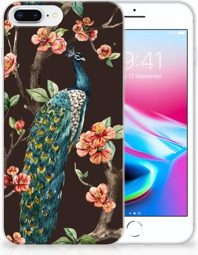 Apple iPhone 7 Plus | 8 Plus TPU Hoesje Pauw met Bloemen
