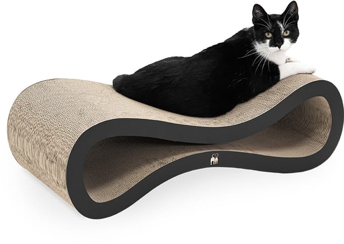 Petrebels Krabkarton voor Katten - Simba 75 - Zwart - Stevig Karton - Design Krabplank - 75 x 32 x 23 cm
