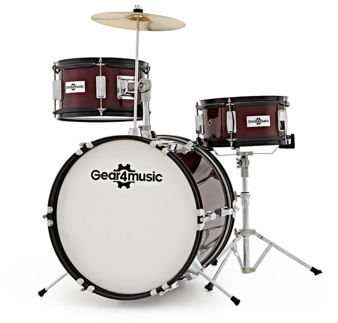 3-delig Kinderdrumstel van Gear4music, Wine Red