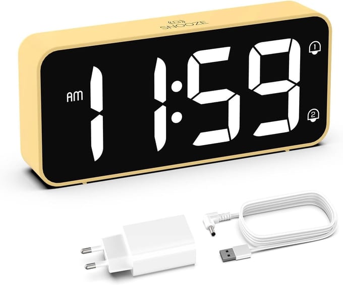 Digitale Wekker met Groot LED Display, Instelbaar Volume 90-120dB en Dual Alarm