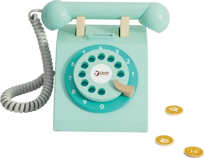 CLASSIC WORLD Klassieke houten telefoon voor kinderen 4 el.