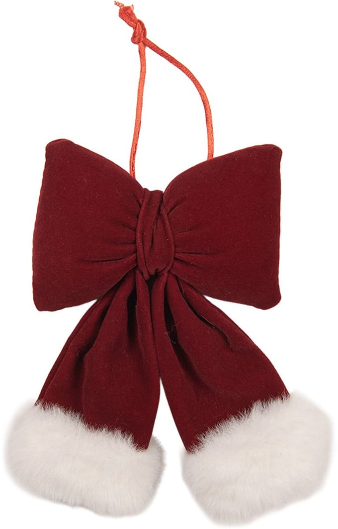 Clayre & Eef Decoratie Strik 10x4x16 cm Rood Synthetisch