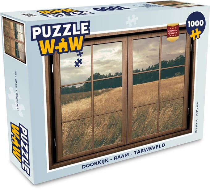 Puzzel Doorkijk - Ramen - Tarweveld - Legpuzzel - Puzzel 1000 stukjes volwassenen
