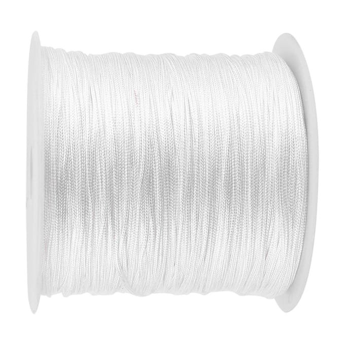 100M x 0.8mm Cordon Nylon Noeud Chinois Queue de Rat Macramé Shamballa Fil Corde Blanc white