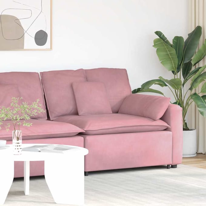 vidaXL Modulaire bank Armleuning eindmodule met kussens 100 cm roze