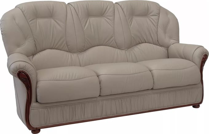 Vente-unique Driezitsbank van 100% taupegrijs buffelleer DAPHNE