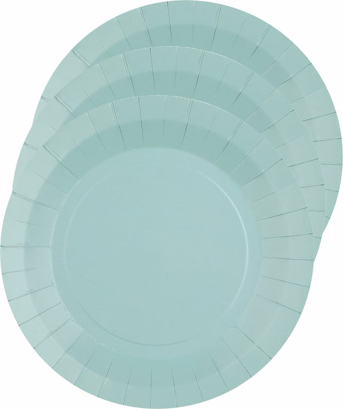 Santex Bordjes karton - 30x - rond - lichtblauw - 22 cm - feestbordjes