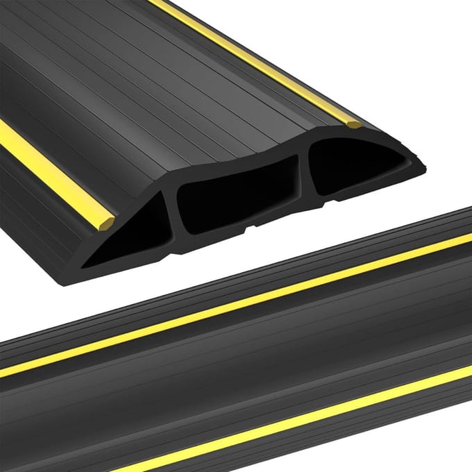 Core® Kabelmat - Kabelgoot Flexibel – 2 Meter Lengte - Kabelbrug - Zwart e Geel - 200cm x 9cm x 2cm