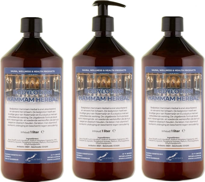 Bodylotion Hammam Herbal 1 Liter - met gratis pomp - set van 3 stuks