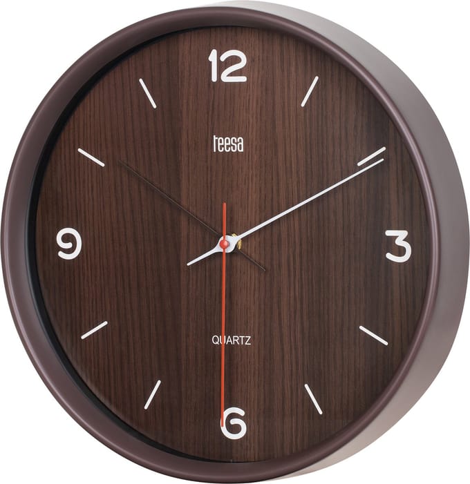 Teesa - Wandklok - 30 cm - Klassiek - Donkerbruin