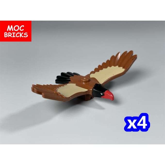 4 stuks MOC Bakstenen Dier Vogel Adelaar Educatief Gemonteerde Bouwstenen Kinderen Cadeau Speelgoed brown