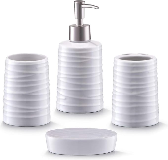 badkameraccessoireset, 4-delig, keramiek, wit 42 x 21 x 24 cm