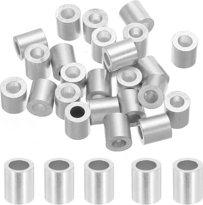 Dailygoods - 25 Stuks Aluminium Crimp Sleeve voor 4mm diameter - Zilver
