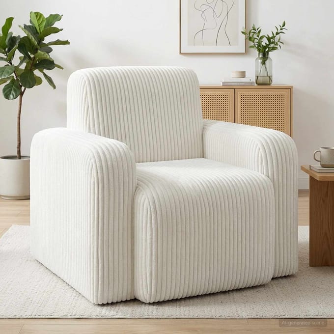 vidaXL - Fauteuil - Crèmekleurig - corduroy