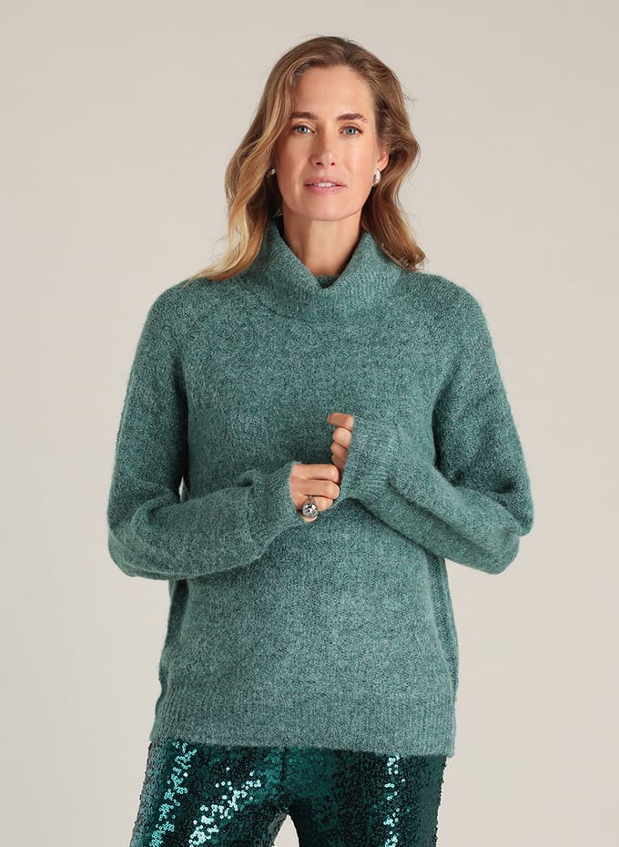 YEST Ewa Essential Tops - Dark Mint/Melange - maat 40