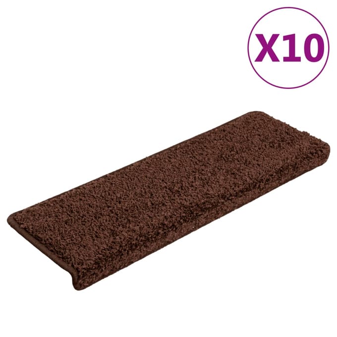 vidaXL - Trapmatten - 10 - st - 65x21x4 - cm - Bruin - Rechthoekige - Rand