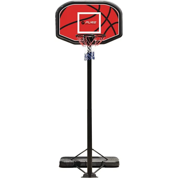 Pure2improve Portable Basketbalpaal - Zwart / Rood | Maat: UNI