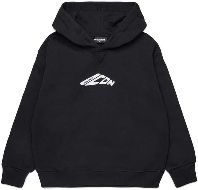 Oversized Cotton Hoodie Kids - Black Sweaters