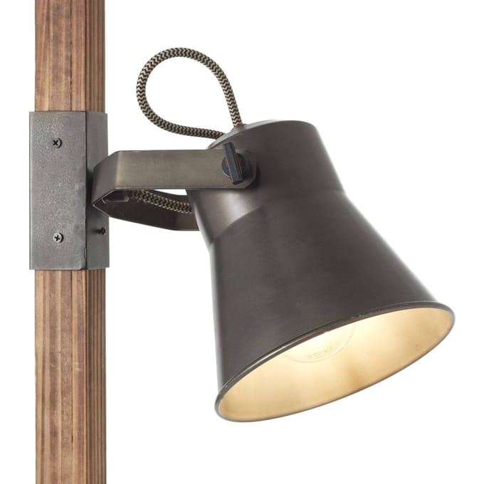 Brilliant Vloerlamp Plow met 2 spots, zwart/hout donker