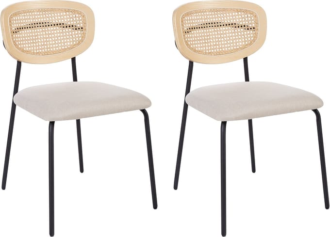 MAYETTA - Eetkamerstoel set van 2 - Lichtbeige - Polyester