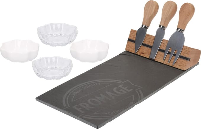 Excellent Houseware Luxe set van kaasplank - met 3x kaasmesjes - en 4x serveerschaaltjes